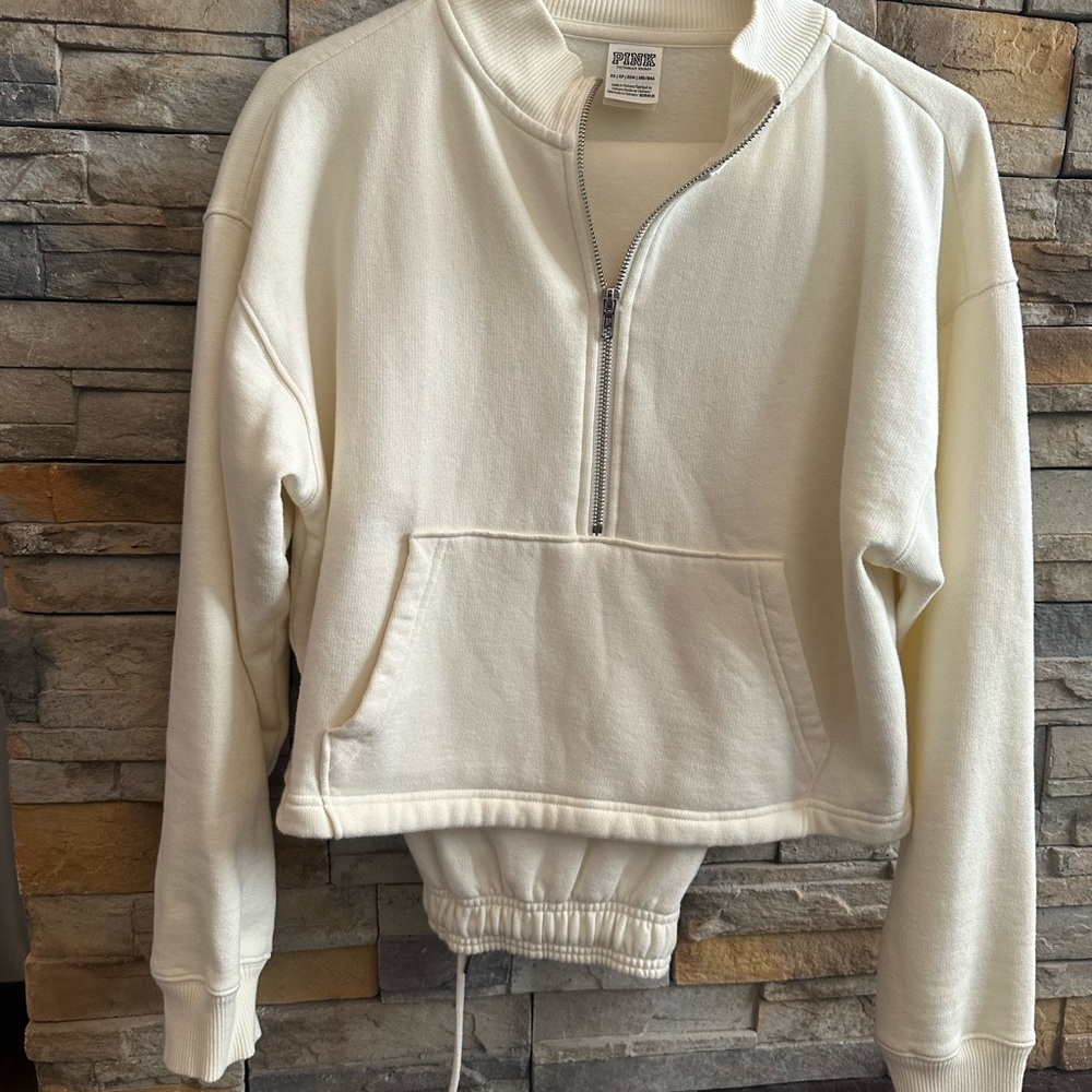 Victoria's Secret Cream Half-Zip Crewneck Sweatshirt